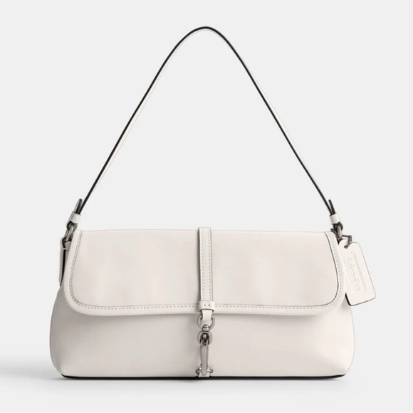 💛Coach NWT Elegant Chalk Hampton Shoulder Bag With silver hardware - Picture 1 of 9